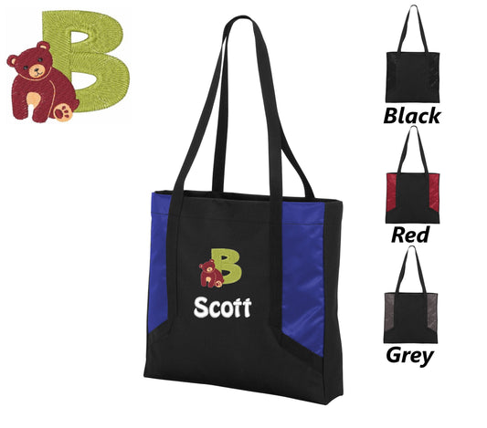 Personalized Tote Bag Bear, Custom Letter Tote Bag, Diaper Bag, Party Gift, Teacher, Embroidered Name, Cheap Tote