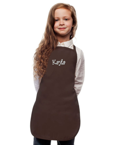 Personalized Brown Kids Apron, Cooking Kitchen Gift, School Gift, Student Gift, Cooking Party, Art Party, Low Price Apron