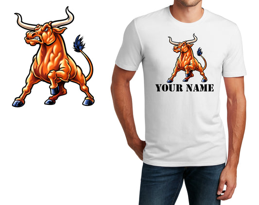 Personalized T-Shirt Longhorn Bull Design, Sports Shirt, Custom Shirt, Custom Name, Dad Gift, Coach Gift, Unisex, Womens Tee