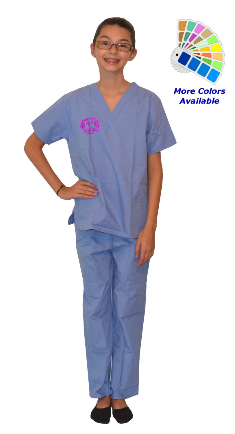 Monogrammed Kids Scrubs with Initials for little Doctors and Nurses