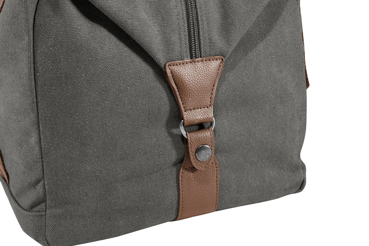 Monogrammed Grey Duffel Bag, Gym Bag, Weekend Bag, Groomsmen Gift, School PE, Husband Gift, Embroidered with Name or Text of Your Choice