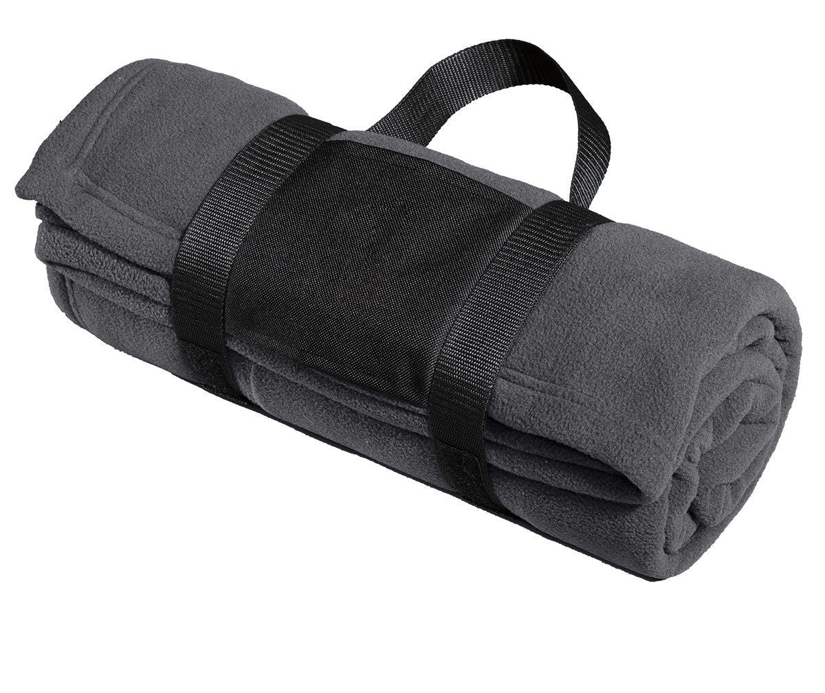 Personalized Fleece Blanket with Carrying Strap, Monogrammed Throw, Embroidered Name, Personalized Mom Bridesmaid Gift, Polyester