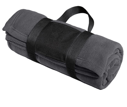 Personalized Fleece Blanket with Carrying Strap, Monogrammed Throw, Embroidered Name, Personalized Mom Bridesmaid Gift, Polyester