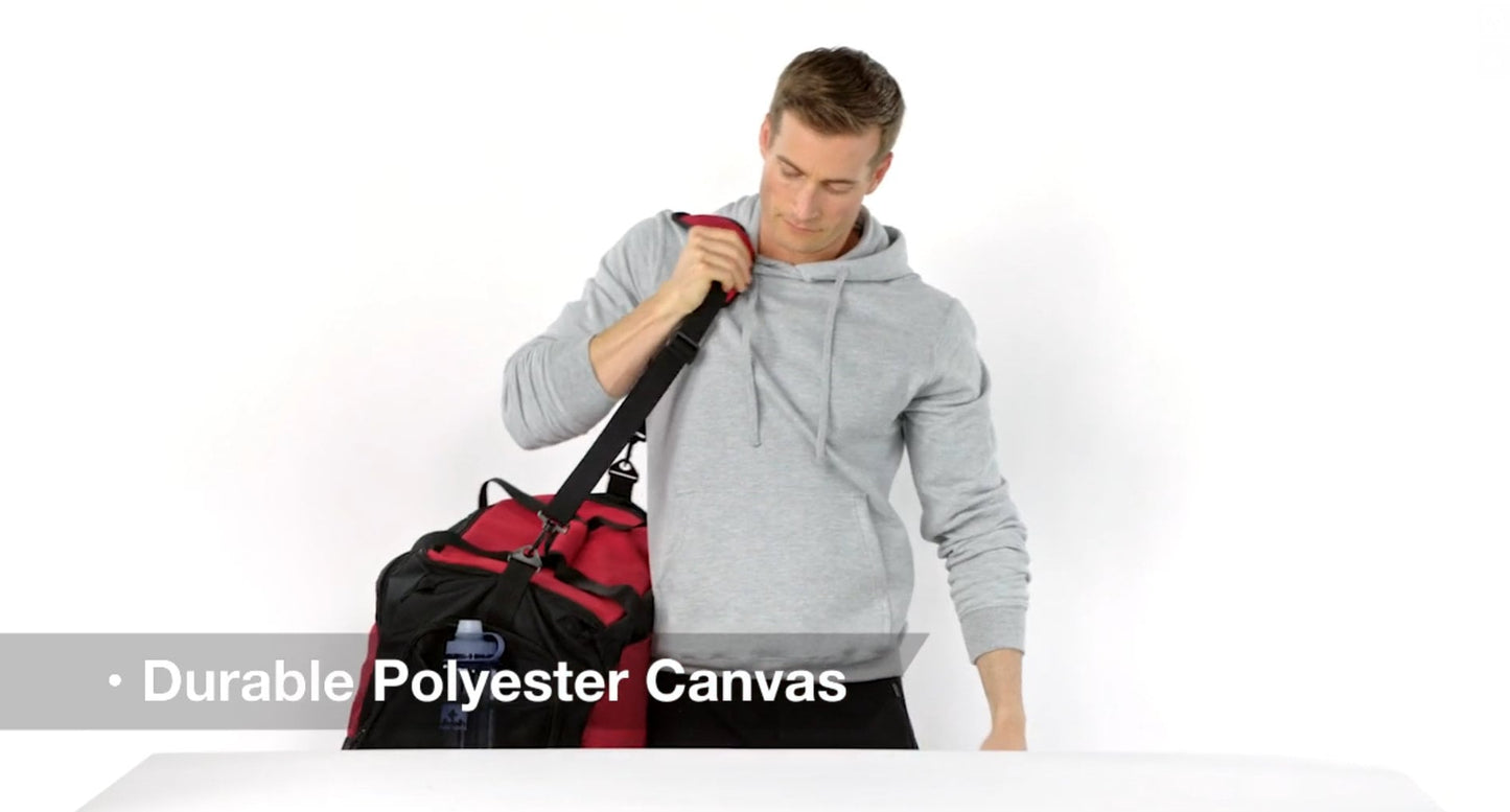 Personalized Large Canvas Football Duffel Bag, Gym Bag, School PE Bag, Zippered Pockets, Padded Handle, Embroidered Name, Football Gift