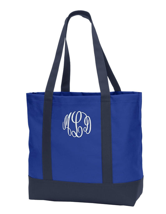 Monogrammed Blue Tote Bag, Custom Tote Bag, Bridesmaid Gift, Bachelorette Party Gift, Teacher, Embroidered Initials of Your Choice