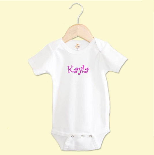 Personalized Baby Onesie White Embroidered with Your Baby's Name