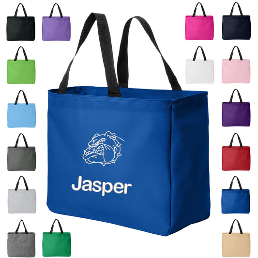 Personalized Bulldog Tote Bag, Custom Bag, Dog Tote, Groomer Gift, Embroidered Name, Low Price Pet Animal Lover Gift