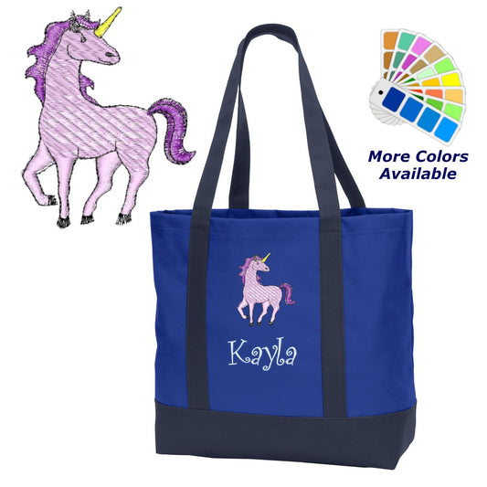 Personalized Unicorn Tote Bag, Embroidered Name, Perfect Kids Mom Gift, Bridesmaid Gift, Grocery Bag, Wedding Tote, Bridal Party