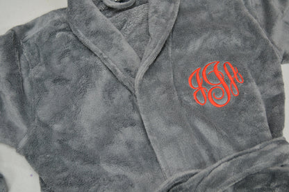 Monogrammed Robe Plush Microfleece Embroidered with Your Initials Housewarming Gift