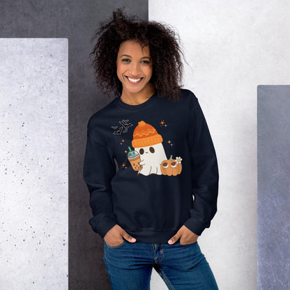 Halloween Ghost Sweatshirt, Cute Ghost Coffee Pumpkin Sweats, Womens Halloween Sweatshirt, Cute Retro Fall Sweats, Spooky Season, Fall Gift