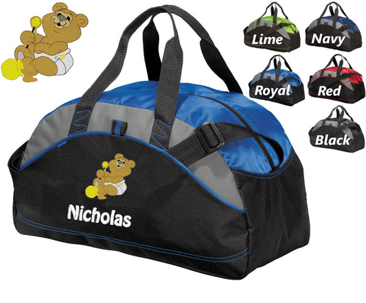 Personalized Diaper Bag for Dad, Athletic Diaper Bag, Embroidered Bear, Bag, Infant Bag, Monogrammed Name, Shower Gift