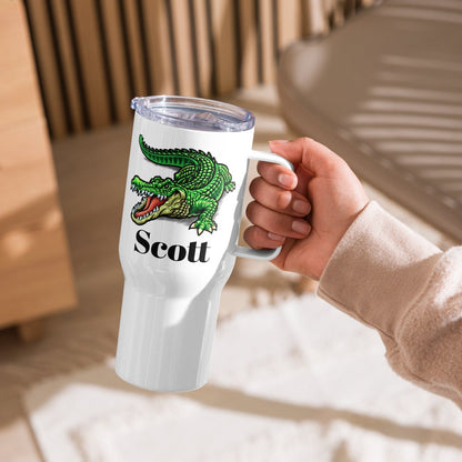 Custom Alligator Tumbler with Handle, Stainless Steel BPA-free Travel Cup, 25 Ounce Mug, Dad Gift