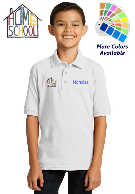 Personalized Kids Polo Shirt Embroidered Home School Monogrammed with a Name or Text of Your Choice