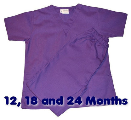 Personalized Purple Toddler Kids Scrubs for little Doctors and Nurses with Name, Doctor Nurse Halloween Costume