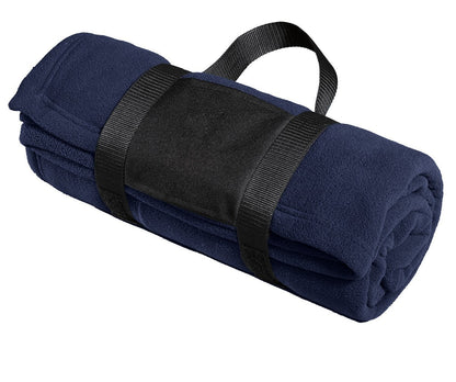 Personalized Fleece Blanket with Carrying Strap, Monogrammed Throw, Embroidered Name, Personalized Mom Bridesmaid Gift, Polyester