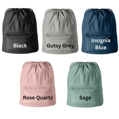 Monogrammed Cinch Pack, Embroidered Glitter Applique, Pastel Drawstring Gym School PE Pool Backpack, Diamond Fabric, Custom Name, Bridesmaid