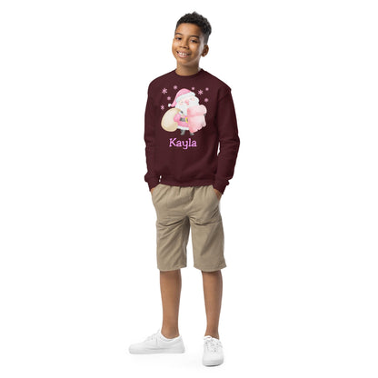 Personalized Kids Pink Santa Christmas Sweatshirt, Retro Santa, Christmas Season Gifts, Christmas Gift Kids, Xmas Sweatshirt, Kids Gift