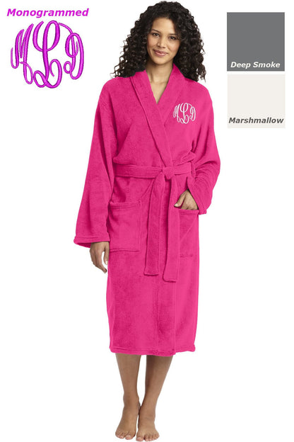 Monogrammed Robe Plush Microfleece Embroidered with Your Initials Housewarming Gift