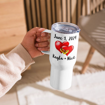 Personalized Married Tumbler with Handle, Wedding Date Gift, Mr and Mrs Gift, Bridal Shower Gift, Couples Gift