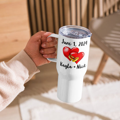 Personalized Married Tumbler with Handle, Wedding Date Gift, Mr and Mrs Gift, Bridal Shower Gift, Couples Gift