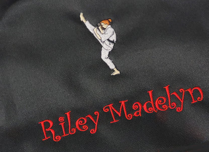 Personalized Kids Karate Bag, Duffle Gym Bag, School PE Bag, Canvas, Embroidered Name, Sports Duffel, School Gift, Student Gift