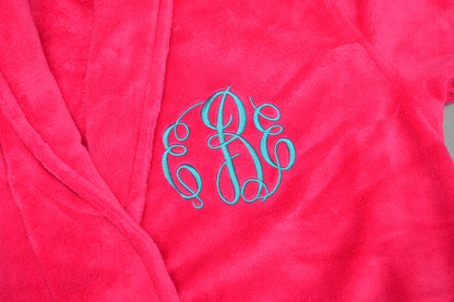 Monogrammed Robe Plush Microfleece Embroidered with Your Initials Housewarming Gift