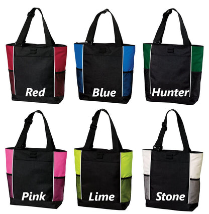 Personalized Canvas Tote Bag American Flag Design, Custom Tote, Tote with Zipper, Embroidered Custom Name, Perfect Gift