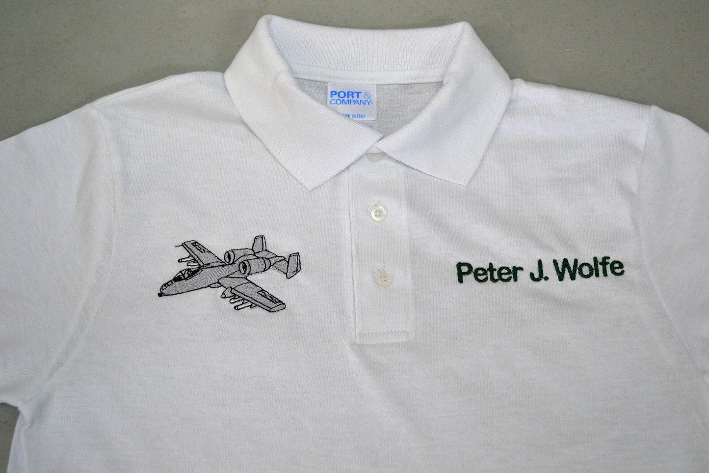 Personalized Kids Polo Shirt Embroidered A10 Warthog Airplane Monogrammed with a Name or Text of Your Choice