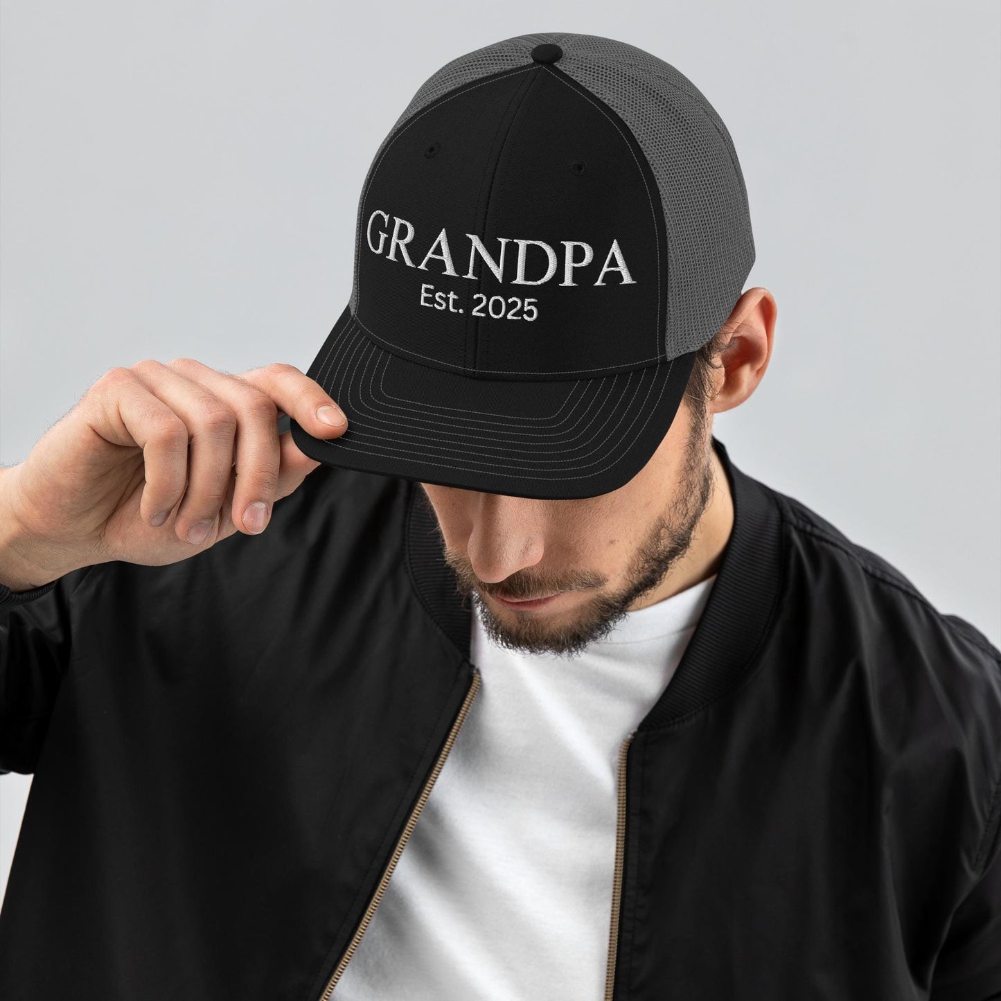 Personalized Grandpa Trucker Cap Hat, Embroidered Richardson 112 Snapback, New Grandfather Gift, Granddad Gift, Papa Hat, Fathers Day Gift
