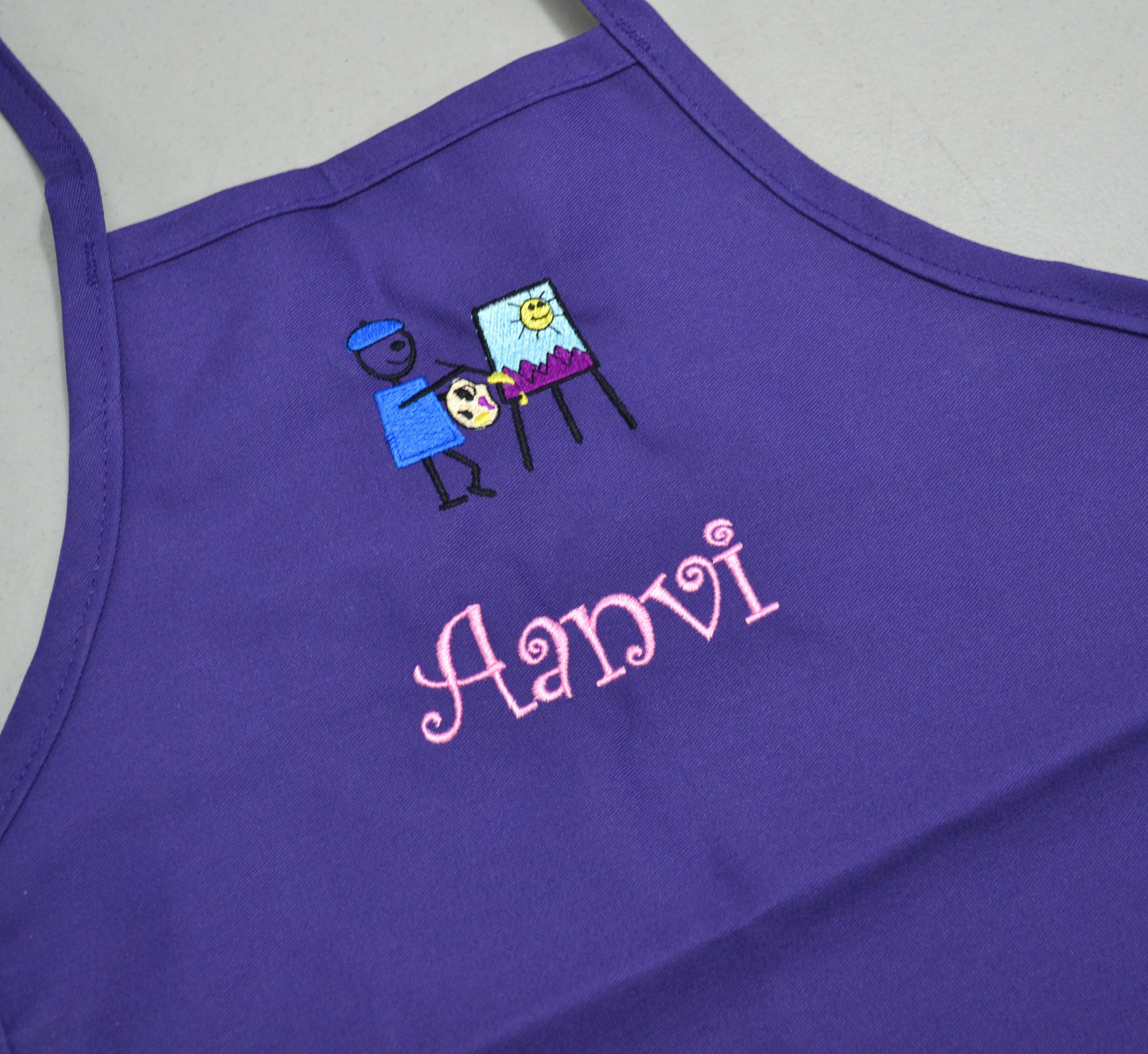 Personalized Kids Art Smock Cobbler Apron with Artist Embroidery Design