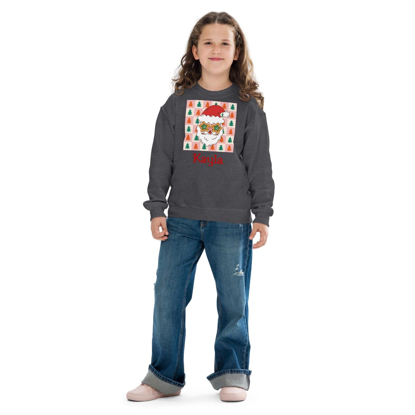 Personalized Kids Retro Santa Christmas Sweatshirt, Cool Santa, Christmas Season Gifts, Christmas Gift Kids, Xmas Sweatshirt, Kids Gift