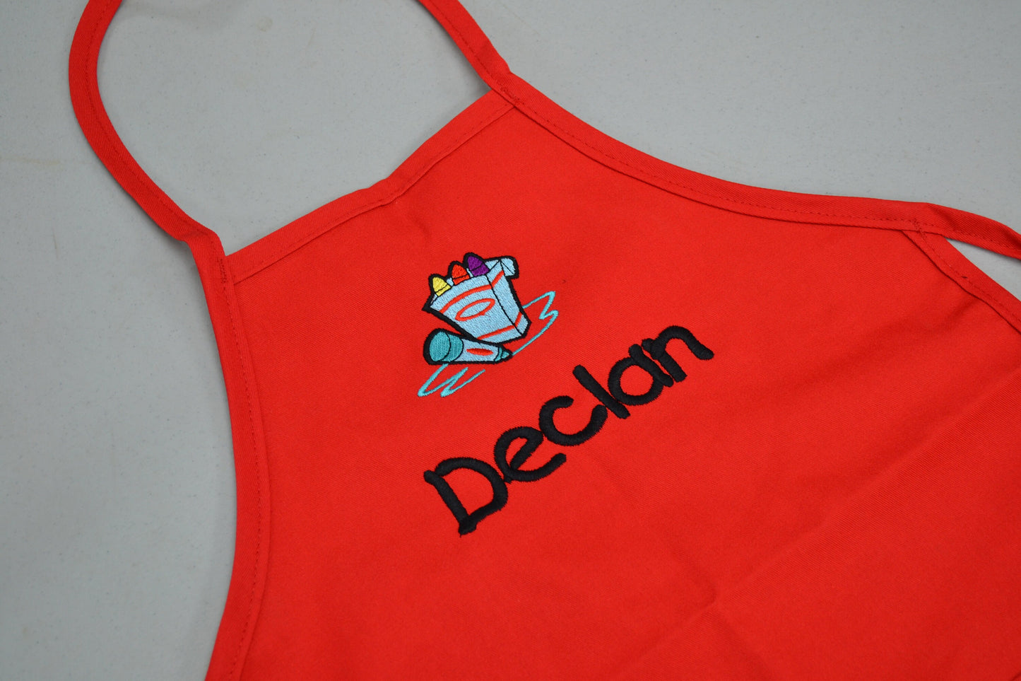 Personalized Kids Art Smock with Crayons Embroidery Design