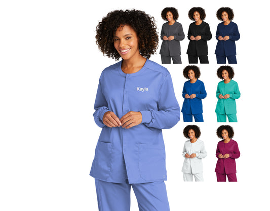 Personalized Unisex Scrubs Jacket with Custom Embroidered Text or Name, Doctor, Nurse, Veterinarian, Hospital, Shirt, Medical Apparel
