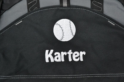 Personalized Kids Running Track Duffel Bag Gym Bag School PE Contrast Piping and Stitching Embroidered with Name or Text of Your Choice