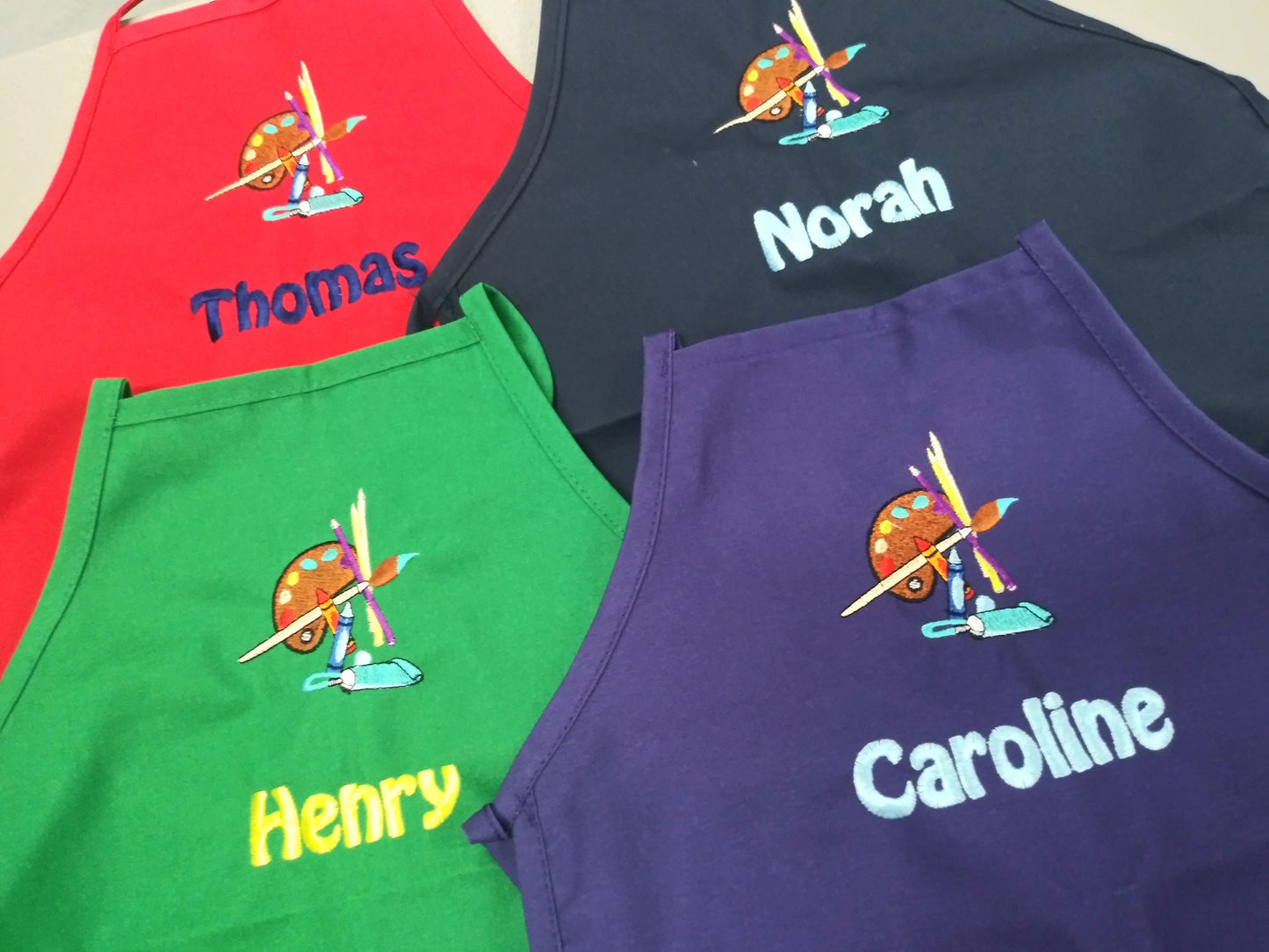 Personalized Kids Art Smock with Art Palette Embroidery Design