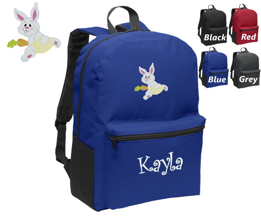 Personalized Kids Backpack Embroidered Bunny Rabbit with Name of Your Choice Perfect Kids School Gift