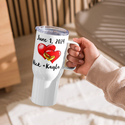 Personalized Married Tumbler with Handle, Wedding Date Gift, Mr and Mrs Gift, Bridal Shower Gift, Couples Gift