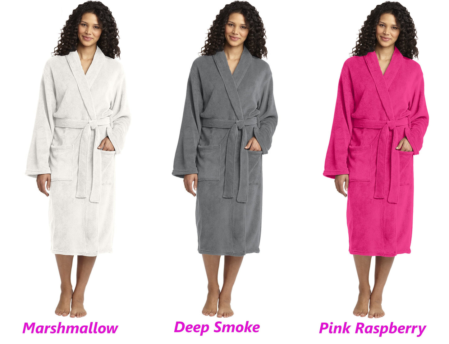 Five Monogrammed Robes Plush Microfleece Embroidered Bulk Order with Your Initials, Bridesmaid Robe Gift