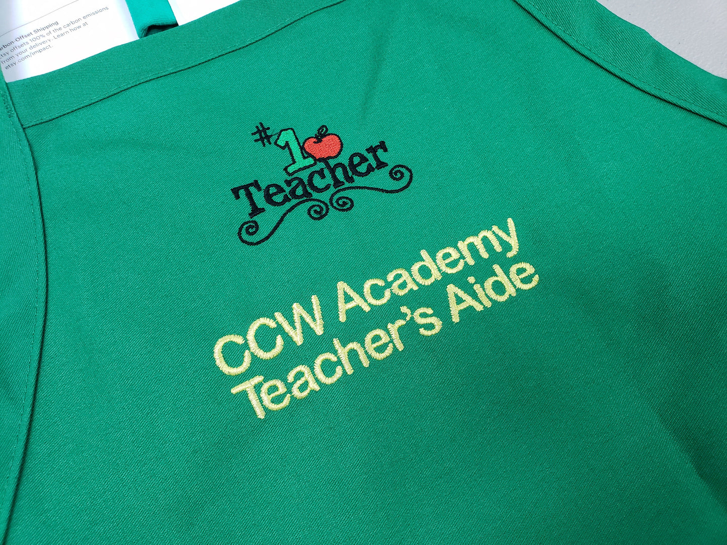 Personalized Apron Embroidered Number One Teacher Design Teacher Gift