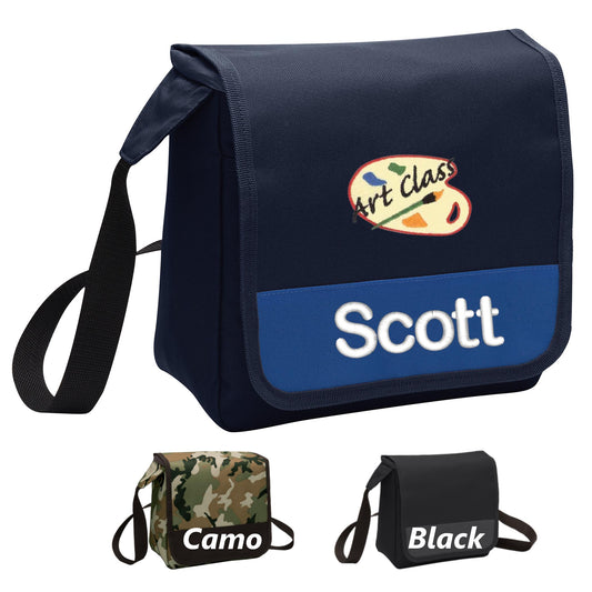 Personalized Art Class Lunch Bag Box Cooler, Polyester Canvas Fabric, Insulated Embroidered School Monogrammed, Custom Name, Teacher Gift