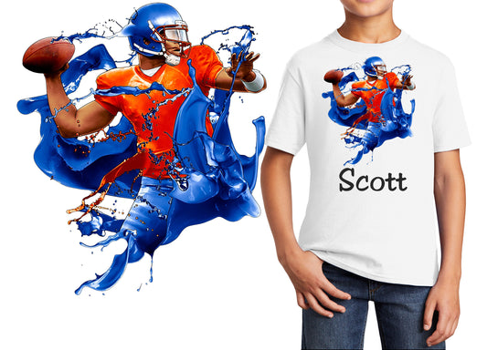 Personalized Kids Football T-Shirt Football Player Design, Colorful T, Cotton, Low Price Inexpensive Tee Shirt, Student Gift, Team Gift