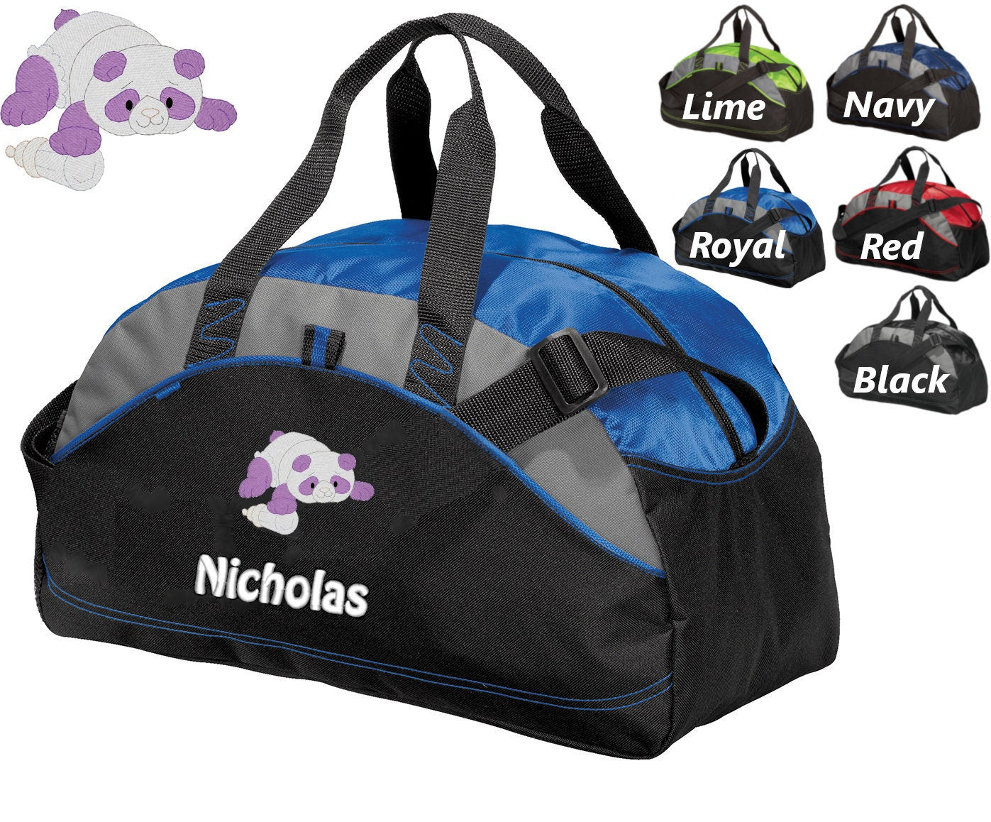 Personalized Diaper Bag for Dad, Athletic Diaper Bag, Embroidered Panda, Bag, Infant Bag, Monogrammed Name, Shower Gift