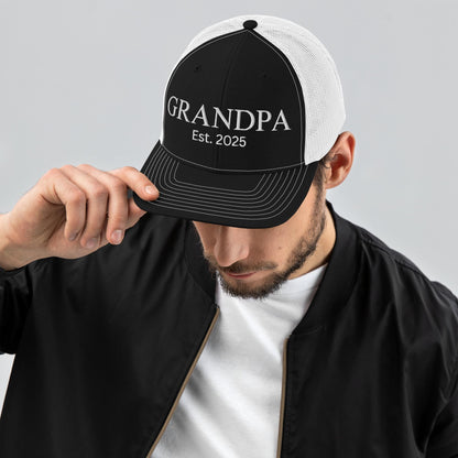Personalized Grandpa Trucker Cap Hat, Embroidered Richardson 112 Snapback, New Grandfather Gift, Granddad Gift, Papa Hat, Fathers Day Gift