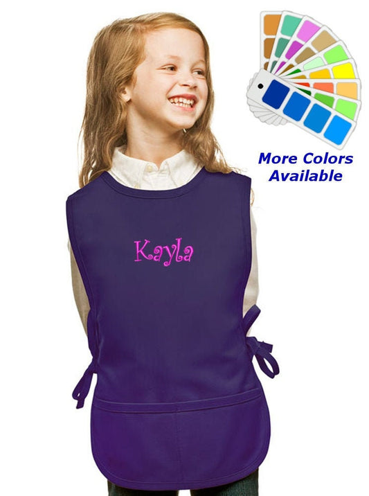 Personalized Kids Cobbler Apron, Custom Embroidered Text or Name, Monogrammed, Art Gift, Chef Gift, Cooking Party, Art Party, School Aprons