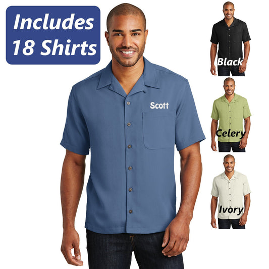 18 Personalized Mens Dress Shirt, Bulk Shirts, Camp Shirt, No Tuck, Business Shirt, Custom Name, Button Down, Solid Color, Pocket Shirt
