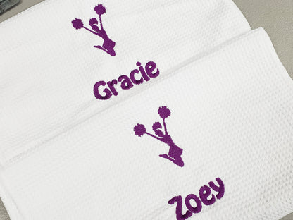 Personalized Cheerleader Towel, Cheer Gym Towel, Workout Towel, Fitness Towel,  Waffle Microfiber, Embroidered Name, Monogrammed Sports Gift