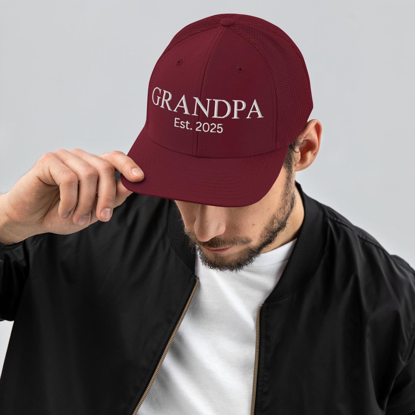 Personalized Grandpa Trucker Cap Hat, Embroidered Richardson 112 Snapback, New Grandfather Gift, Granddad Gift, Papa Hat, Fathers Day Gift