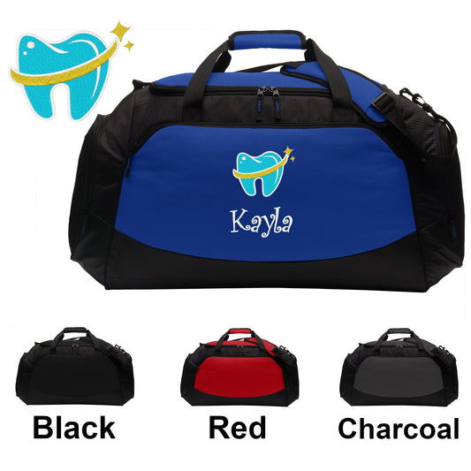 Personalized Dentist Large Duffle Bag, Tooth Design, Scrubs Bag, Embroidered Custom Name, Hospital Bag, Travel Bag, Monogrammed, Travel Gift