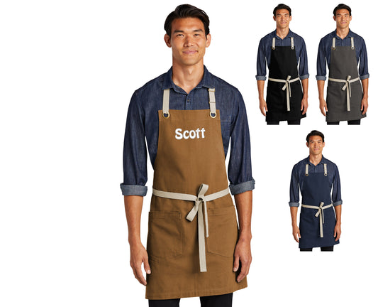 Personalized Canvas Dad Apron, Embroidered Name Business Name, Waiter Waitress Apron, Server Apron, Restaurant Apron, Monogram Cooking Gift