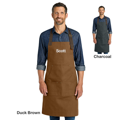 Personalized Apron Cotton Duck Bib, Large Pockets for Tools, Custom Mens Apron, Durable Shop Handyman, Crafts